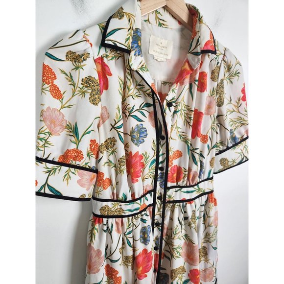 Kate Spade Women's Sz. 0 Floral Blossom Fluid Tiered Collared Shirt Dress - Picture 3 of 7
